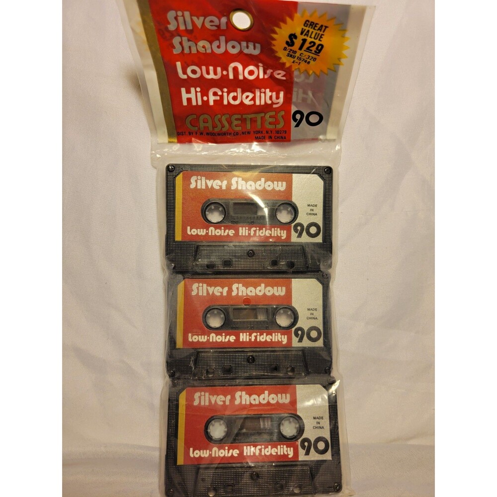 Silver Shadow 90 Low Noise Hi-Fidelity 90 Min Audio Cassette Tapes 3 Pack